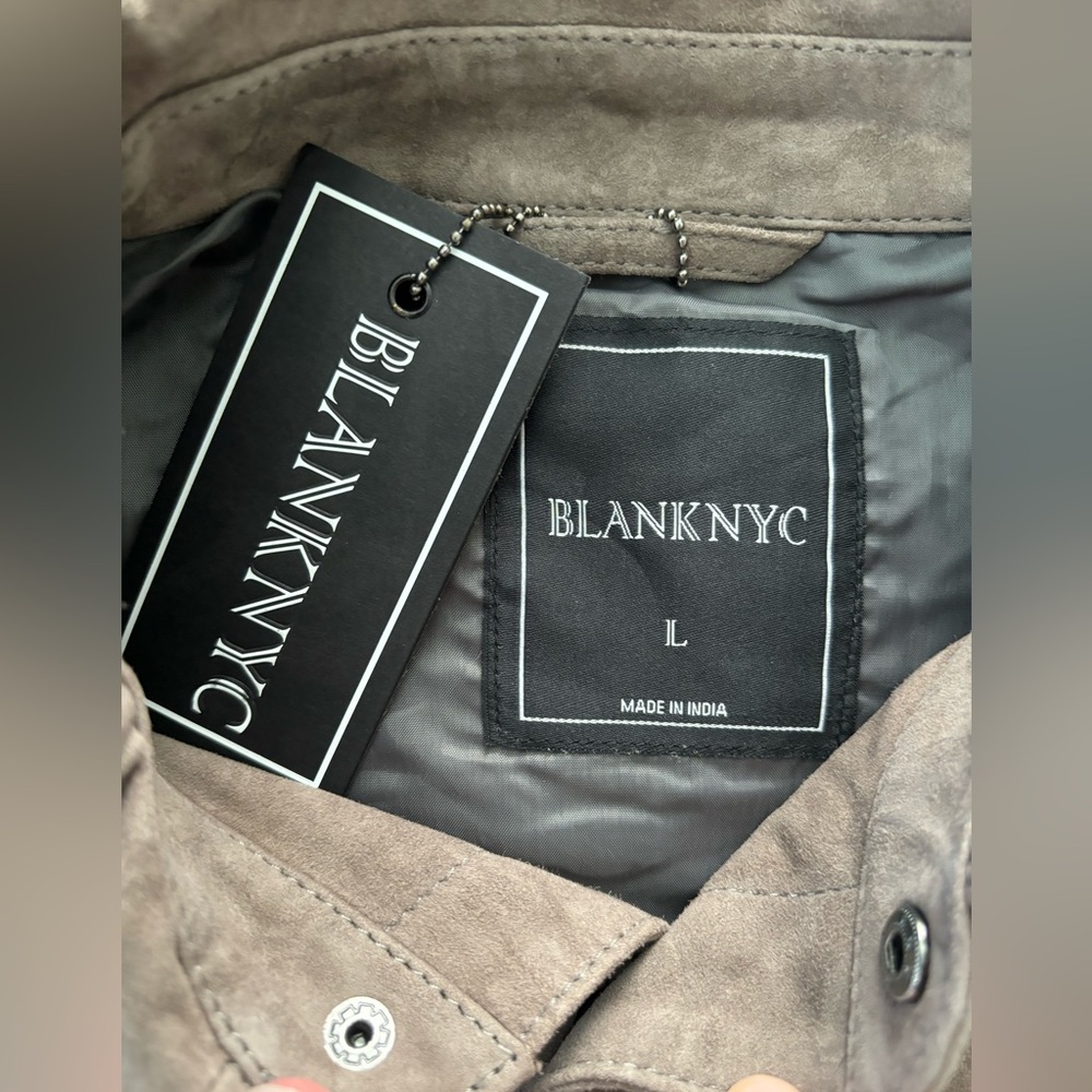 BlankNYC Men's Goat Skin Leather Shirt Jacket Real Suede 100% SZ Large Shacket - Picture 5 of 11
